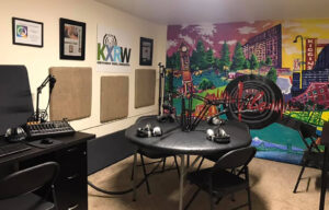 KXRW Studio space with table and mics